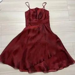 パーティードレス 赤 コサージュつき レッド