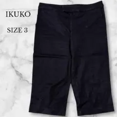 イクコ クロップドパンツ カジュアルパンツ ブラック ゆったり 綺麗め シンプル