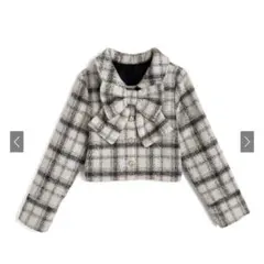 GRL リボン付きチェック柄ツイードジャケット[tw1251]