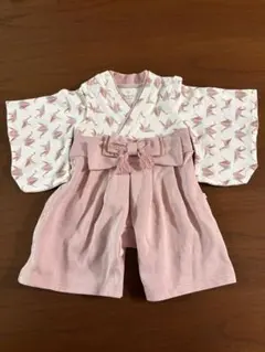 折り鶴柄着物カバーオールセット　70サイズ【mocmof】