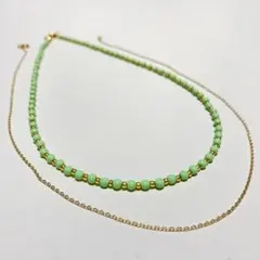 ビーズ・チェーンの2連ネックレス