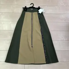 スコットクラブ　オリーブグリーン/ベージュ ロングスカート