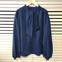 VIS ボウタイブラウス ネイビー 長袖 フリーサイズ