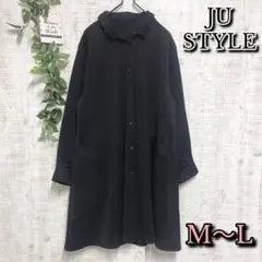 【JU STYLE】ジャケット M L ステンカラーコート ブラック シンプル