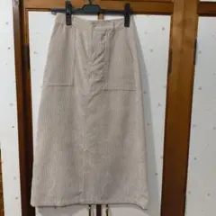 ベージュ コーデュロイ タイトスカート