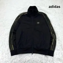 adidas トラックジャケット ジャージ ロゴ刺繍 黒 S相当
