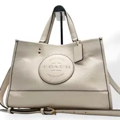 美品 COACH コーチ デンプシー ハンドバッグ 2way レザー 白