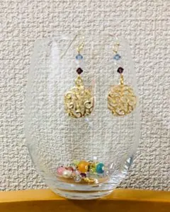 紫 ハンドメイドピアス