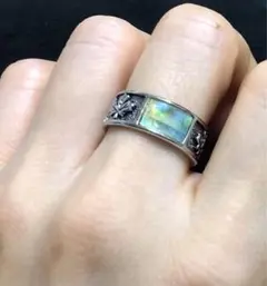 ★☆ヴィンテージ カナダ アバロンシェル リング 指輪 10号 メープル 楓★☆