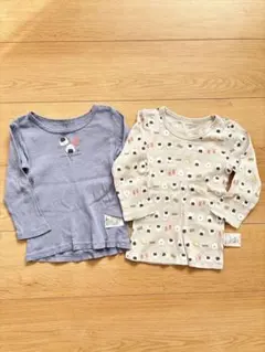 おにぎり おかず プリント 長袖 肌着 ベビー キッズ インナー ロンT 2枚