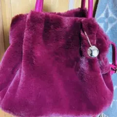 ファーショルダーバッグ バーガンディ