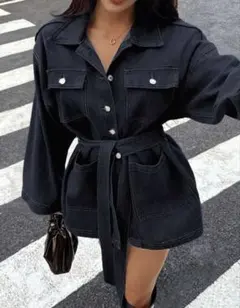 ベルト付きデニムジャケット S