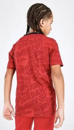 JORDAN ジョーダン 総柄 半袖Tシャツ レッド 140-152cm