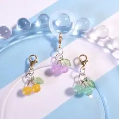 さくらんぼアンブレラマーカー＆チャーム 3点セット 傘めじるしチャーム チェリー