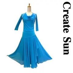 Y5769【クリエイトサン】★M ロイヤルブルー セットアップ 社交ダンス