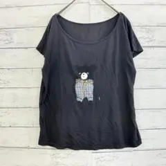 franche lippee くま刺繍Tシャツ M 黒 大人可愛い カジュアル✨
