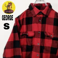 usa古着 GEORGE ネルシャツ　S レッド　ブラック　チェック