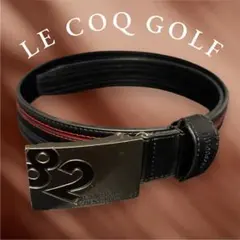ルコックスポルティフ ゴルフ ベルト 黒 赤 バックル