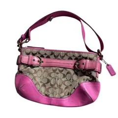 COACH シグネチャー　ピンク　ワンショルダーバッグ　2way レザー