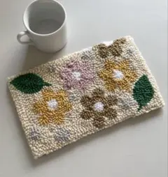 セール ラグ ハンドメイド 花柄 パンチニードル タフティング ナチュラル 植物