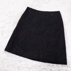 【イネド】✨ラメツイード ミニスカート ブラック 7 ウール混 日本製のサムネイル