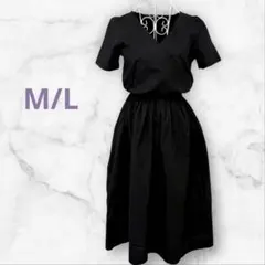 ワンピース フレア ロング丈 ブラック M~L相当 カシュクール 新品未使用