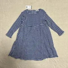 新品未使用タグ付き　ブリーズ　長袖ワンピース　ギンガムチェック　青色　120cm