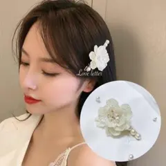 No.204A フラワーパールヘアクリップ1点 韓国 花 量産型 地雷 秋冬