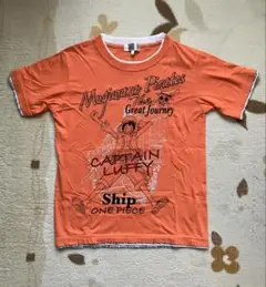 【女性•お子様にも!】ワンピースTシャツ Sサイズ 前後プリント オレンジ