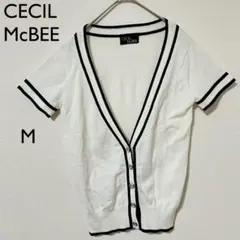 セシルマクビー　サマーニット　 半袖 Vネック M 細身　綺麗目　リブ