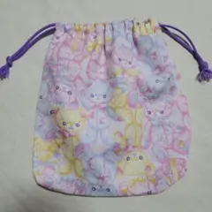 ベア柄(ピンク)の巾着袋