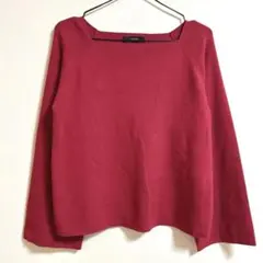 美品✨green label relaxing スクエアネックニットトップス　赤