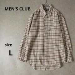 メンズクラブMEN'S CLUB チェック柄長袖ウール混シャツ　アイボリーのサムネイル