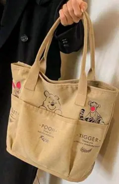 新品 Disney+ プーさん トートバッグ ベージュ ブラウン