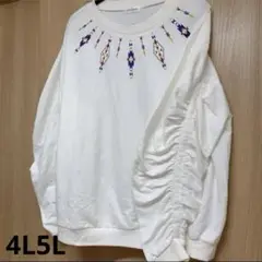 INFECT COLORS 袖くしゅくしゅ 刺繍入り 長袖カットソー 5Lまで