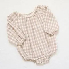 ululu ギンガム ロンパース 70 ベビー服 秋冬