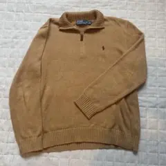 ポロ ラルフローレン ハーフジップ コットンニット セーター ベージュ M