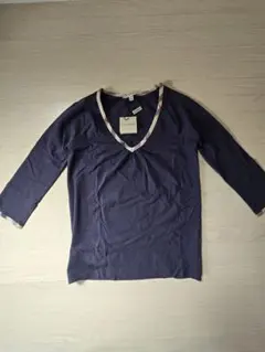 バーバリーロンドン カットソー チェック柄 Vネック Tシャツ