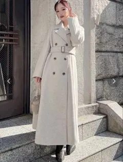 【RESEXXY】フレアデザインロングコート（ベージュ / Sサイズ）