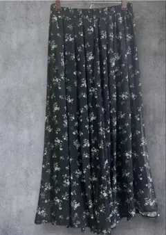 ✨花柄 シフォン キュロット ネイビー 裏地付き