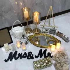 ウェルカムスペース　黒　ゴールド　結婚式演出グッズセット