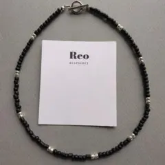 №2121マットブラック シルバービーズネックレス