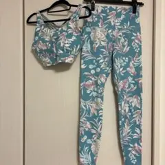 花柄ヨガウェアセット（水色）　Mサイズ