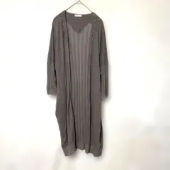 【アクシーズファム】リブ編み ロング カーディガン レース きれいめ