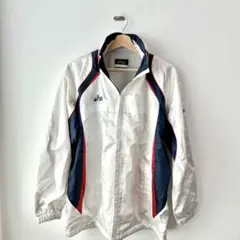 asics ウィンドブレーカー ホワイト/ネイビー/レッド