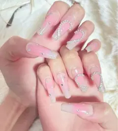 ピンクグラデーションネイルチップ10個セット