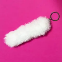 【ホワイト】ふわふわ ファーしっぽ キーホルダー バッグチャーム