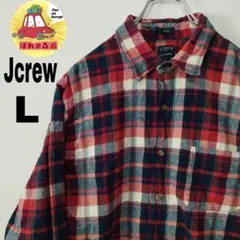 usa古着 Jcrew ネルシャツ　L ネイビー　オレンジ　チェック