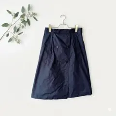 ノット 膝丈フレアスカート ダブルボタン ネイビー 上品 きれいめ オフィスのサムネイル