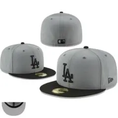 New Era LAロゴ グレー ブラック キャップ 71/2